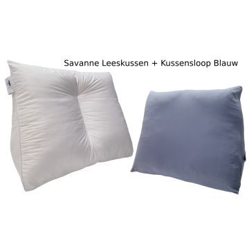 Leeskussen + kussenloop, kleur: Blauw